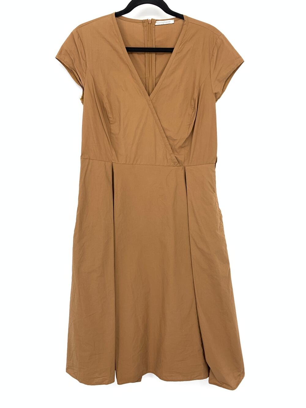 Biancoghiaccio Surplice Neckline Fit & Flare Amelia Dress Womens Sz Large Brown